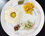 A picture of step 1 of Moong dal corn crackers.