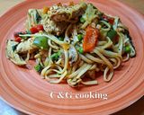 A picture of step 15 of Chicken Lo Mein C&G.