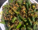 A picture of step 3 of Green chilli pickle.