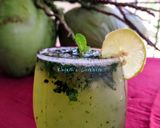 A picture of step 3 of Refreshing Green tea, mint and coconut mocktail.