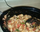 A picture of step 5 of Turkey sausage goulash Messy mess!.