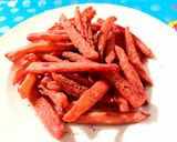 A picture of step 6 of Tandori fries Valentine day fries 😂❤️.
