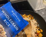 A picture of step 3 of Indian spiced Halloumi and cauliflower rice.