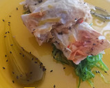 Foto del paso 9 de la receta: Canelón de bacalao desalado, con verduras y bechamel de mejillón