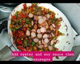 A picture of step 3 of Sausage and pepper stir fried rice.