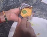 A picture of step 5 of Kesariya tri-colour mawa roll.