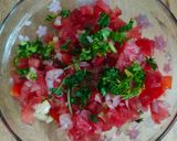 A picture of step 3 of Watermelon salsa.