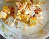 A picture of step 1 of Paneer Capsicum Masala.