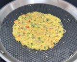 A picture of step 6 of Cheesy Moong Dal Paneer & Veggie Savoury Pancakes 🥞 | Healthy Lunch Box & Tiffin Recipe.