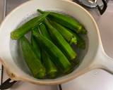 Okra soy sauce salad recipe step 1 photo