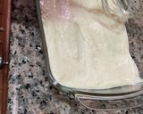 A picture of step 3 of Basbousa(Semolina Cake).