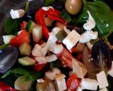 A picture of step 2 of My Cheese & Olive Greek inspired Salad 😀.