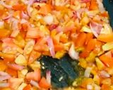 A picture of step 1 of Yam n spinach sauce with smoked chicken and fish.