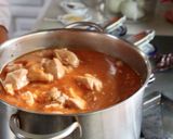 A picture of step 8 of Pozole Itakatl with Guajillo Sauce.