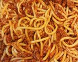Bolognai spagetti tepsiben recept fázis 3 fotója