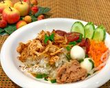 Hình bước làm 4 của món Xôi Lạp Xưởng Gà Xé