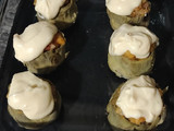Alcachofas rellenas de gambas con gratinado de alioli suave