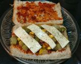 A picture of step 6 of Vegetable Focaccia sandwich - Subway style.