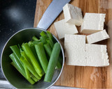 A picture of step 1 of Beef with Tofu(No Mirin needed).