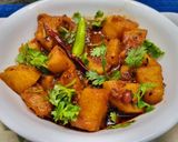 A picture of step 3 of Falahari Khatta Mitha Kaddu Aloo Sabzi.