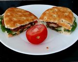 A picture of step 5 of My Buttermilk coated chicken on Soft Focaccia Bread with Salad.