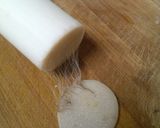 A picture of step 1 of Thor Muri Ghonto (Banana Stem cooked with Rice).