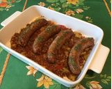 Une image de l'étape 9 de Saucisses aux tomates, courgette blanche et herbes aromatiques.