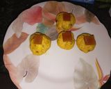 A picture of step 10 of Kaju ki burfi (cherries 🍒 and rose flavour) and laddoo (pan flavour).