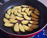 A picture of step 2 of Eggplant and King Oyster Mushrooms Stir-Fried with Basil.