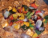 A picture of step 5 of Tofu kadhai masala.