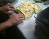 A picture of step 5 of Rikwach/colcasia leaves pakora.