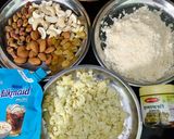A picture of step 1 of Coconut mawa fudge - Coconut mawa cake.