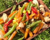 Foto langkah ke 6 dari resep Tumis buncis,wortel,jagung,ayam (menu diet sehat).