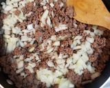 A picture of step 3 of Cheeseburger stuffed Bolillo roll.