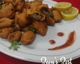 A picture of step 4 of Hyderabadi Gosht ke Bhajiye or Mutton Fritters.