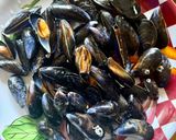 A picture of step 2 of Mussels with Cheese and Garlic.