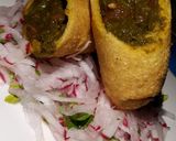 A picture of step 8 of Makki saag spring roll.