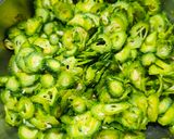 A picture of step 2 of Kaju Karela.