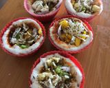 A picture of step 3 of Veg pizza cups.