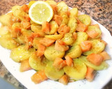 Foto del paso 7 de la receta: Sashimi de salmón fresco, con patatas cocidas y langostinos