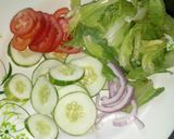 A picture of step 1 of Nigerian sandwich.