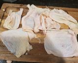 A picture of step 1 of Chicharrón de Pollo.