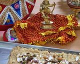 A picture of step 3 of Paneer kalakand with Koya dry fruits kesar dessert.