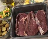 Foto langkah ke 3 dari resep Homemade Sirloin Steak with Baby Potato & Mushroom Sauce.
