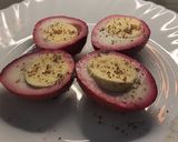 A picture of step 4 of Pink Beet Eggs.