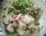A picture of step 11 of Moi-moi with pepper and spring onion sauce.
