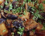 A picture of step 7 of Masala Aloo Bengun 🧡💛.