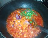A picture of step 4 of White rice with egg and awara (tofu)sauce.