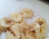 A picture of step 1 of Dehydrated banana 🍌 chips. Dusted with cinnamon.