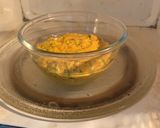 A picture of step 1 of Kothimbir Vadi in microwave.